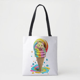 Bolso De Tela Cono de helado de gato lindo colorido