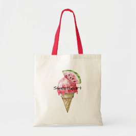 Bolso De Tela Cono de Helado de Sandía Rojo Verde Corazón