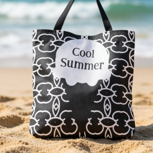 Bolso De Tela Cono de helado geométrico en blanco y negro