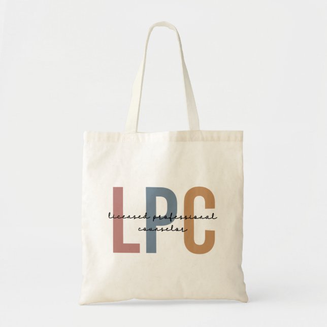 Bolso De Tela Consejero Profesional con Licencia LPC (Frente)