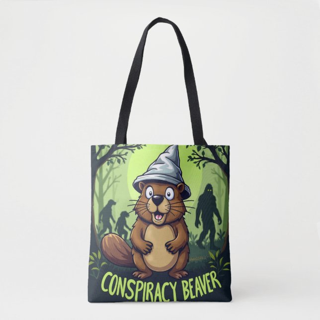 Bolso De Tela Conspiracy Beaver | Funny Cryptid Hunter (Anverso)