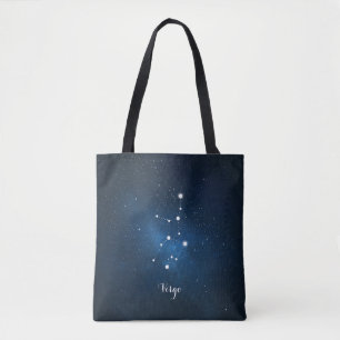 Bolso De Tela Constelación de Rótulo Zodiaco de Virgo Azul