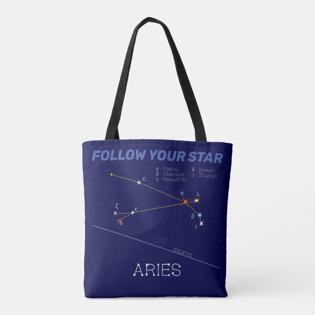 Bolso De Tela Constellation Aries Zodiac (Reverso)