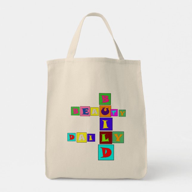 Bolso De Tela Construye Belleza Diariamente (Reverso)