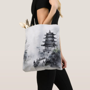 Bolso De Tela Construyendo pintura asiática tradicional