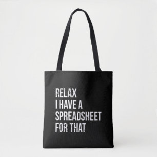 Bolso De Tela Contabilidad divertida de hoja de cálculo Chiste 