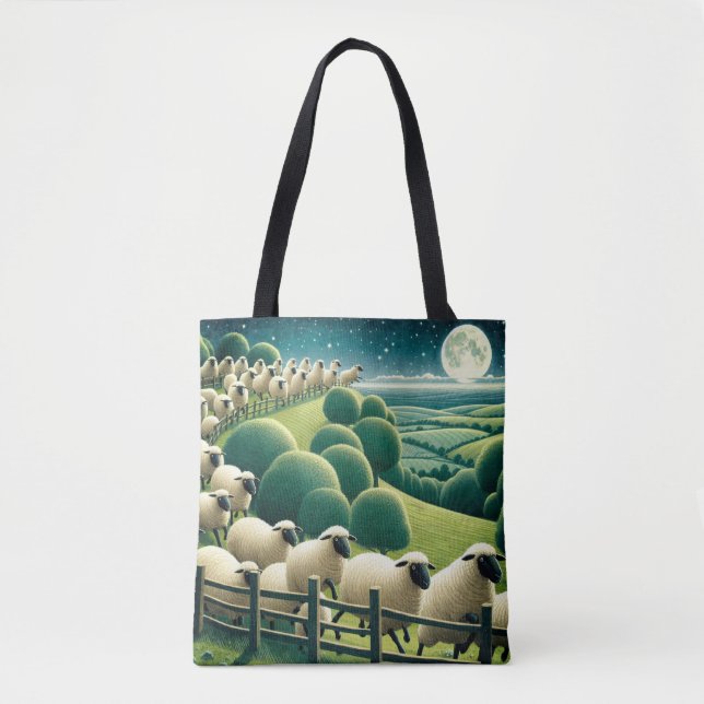Bolso De Tela Contando Ovejas (Anverso)