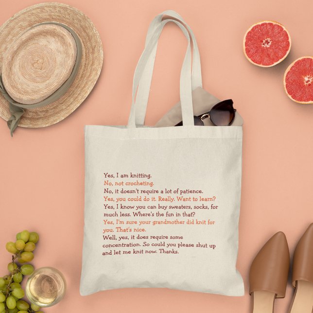Bolso De Tela Conversación divertida sobre el punto de mira de m (Funny Knitting Conversation Mom Mothers Day Yarn Tote Bag)
