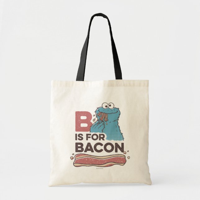 Bolso De Tela Cookie Monster | B es para Bacon (Frente)