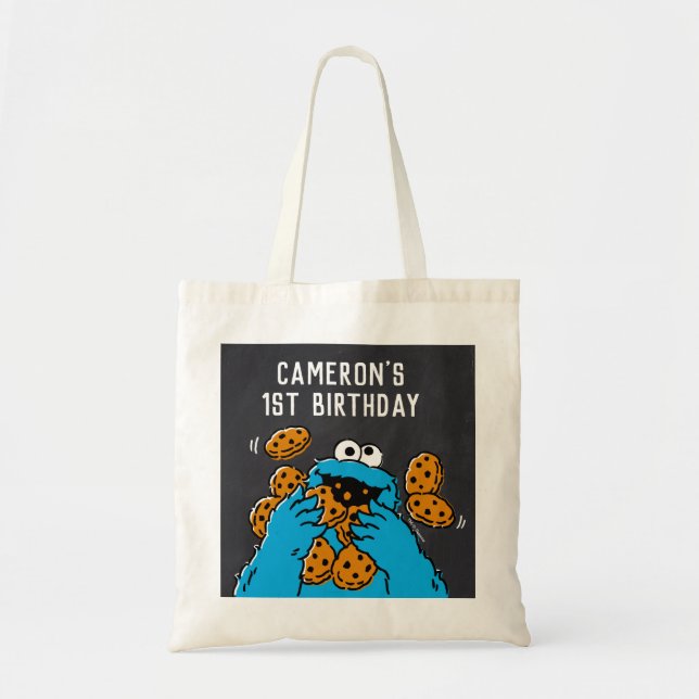Bolso De Tela Cookie Monster Birthday Chalkboard (Frente)