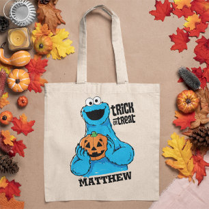 Bolso De Tela Cookie Monster - Truco o trato Agrega tu nombre