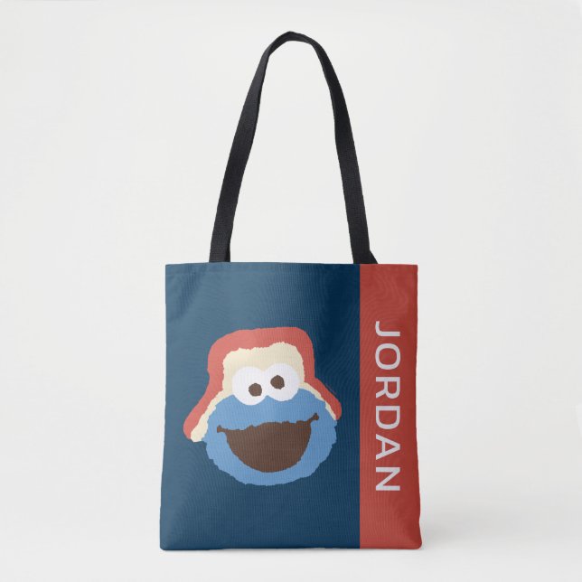 Bolso De Tela Cookie Monster Woodland Face | Añadir su nombre (Anverso)