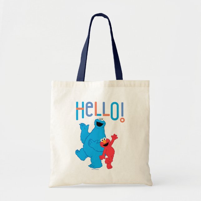 Bolso De Tela Cookie Monster y Elmo Hola! (Frente)