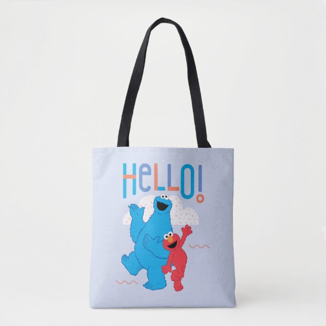 Bolso De Tela Cookie Monster y Elmo Hola! (Anverso)