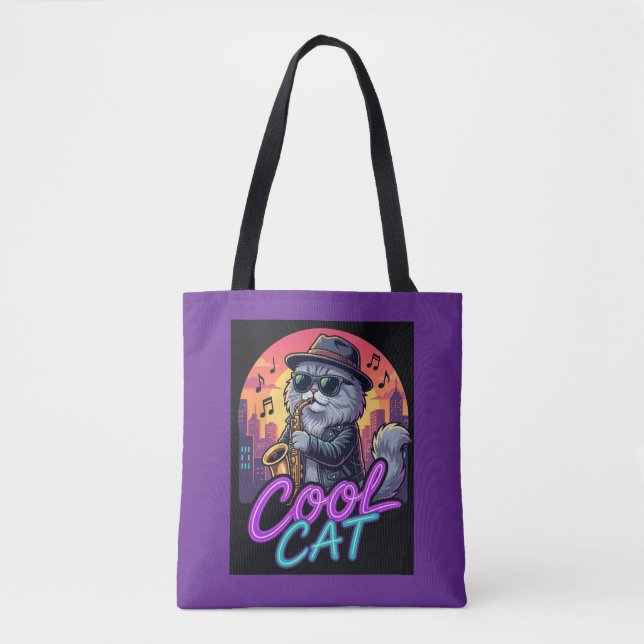 Bolso De Tela Cool Cat Trombone Player Music Quote Tote Bag (Anverso)