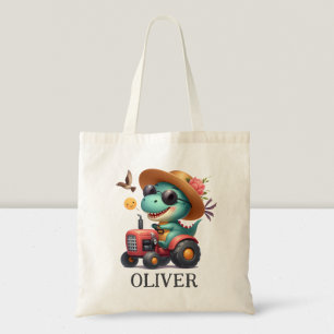 Bolso De Tela Cool Trex Dinosaur Granjero Conduciendo Tractor Ro