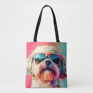 Bolso De Tela Cool West Highland White Terrier dog with sunglass