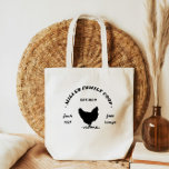 Bolso De Tela Coop familiar Happy Hen Farmhouse<br><div class="desc">Logo rústico de una casa de campo con un ilustracion de gallina en el medio emparejado con un monograma personalizado y otra información en fuentes vintage.</div>