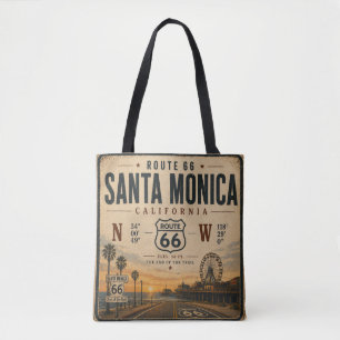 Bolso De Tela Coordenadas de la playa de la ruta 66 de Santa Món