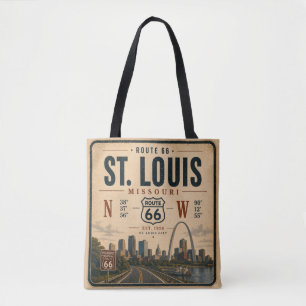 Bolso De Tela Coordenadas del Arco de la Ruta 66 de St Louis Via