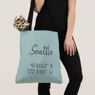 Bolso De Tela Coordenadas GPS Seattle Longitud de la latitud    