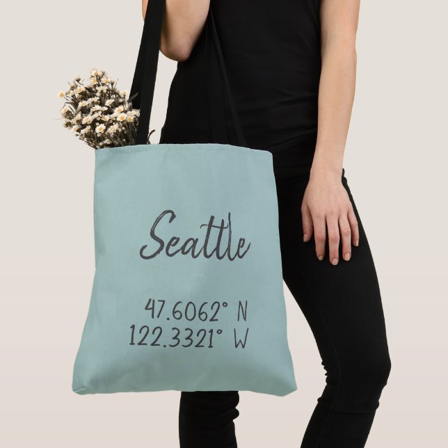 Bolso De Tela Coordenadas GPS Seattle Longitud de la latitud (Detalle)