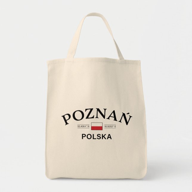Bolso De Tela Coordenadas polacas de Poznan Polska (Polonia) (Frente)