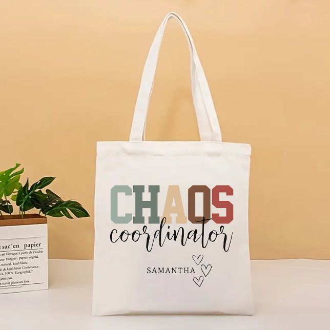 Bolso De Tela Coordinador de caos personalizado Tote Bag, regalo (Gift for teacher, teacher birthday gift, tote bag for teacher, mom gift, chaos coordinator gift)
