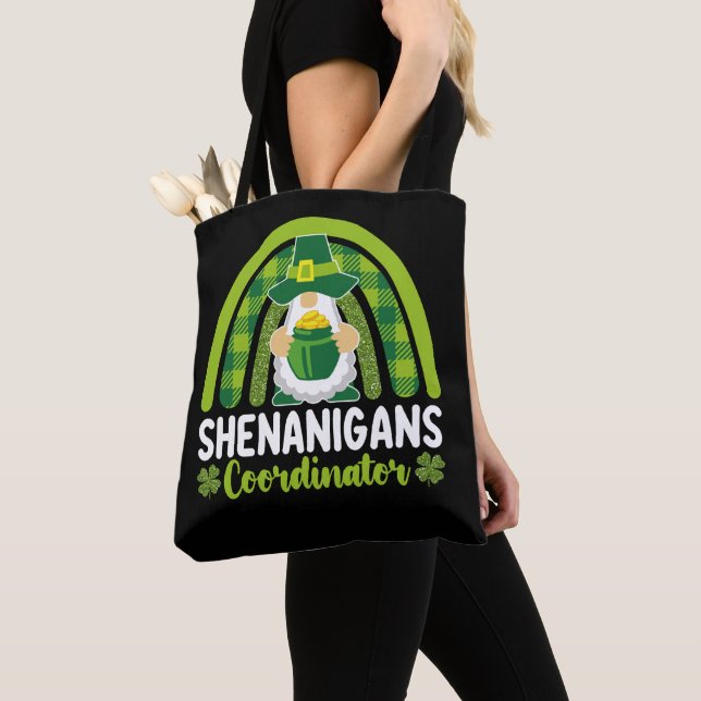 Bolso De Tela Coordinador de Shenanigans Gnomes St Patrick's Day (Detalle)