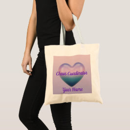 Bolso De Tela Coordinadora del Caos MAMA Corazón Floral Púrpura