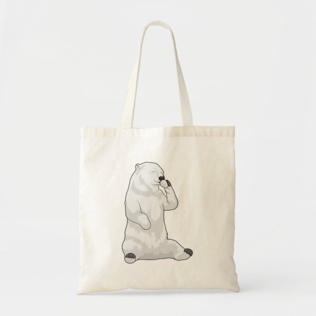 Bolso De Tela Copa de café del oso polar (Frente)