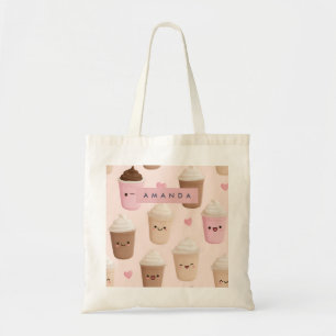 Bolso De Tela Copa personalizada de café de Kawaii rosa