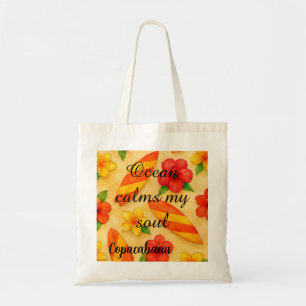 Bolso De Tela Copacabana Beach Watercolor Floral Tropical