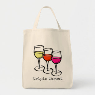 Bolso De Tela Copas de vino triples de la amenaza