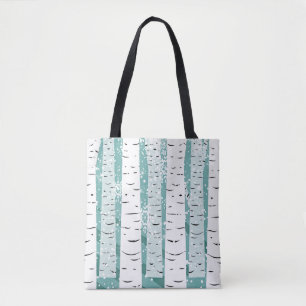 Bolso De Tela Copo de nevada de árbol de birch rayado blanco ver