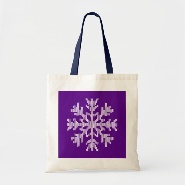 Bolso De Tela Copo de nieve blanco en púrpura del día de fiesta (Frente)