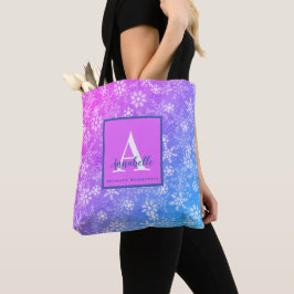 Bolso De Tela Copo de Nieve Colorido Rosa Púrpura Azul Monograma
