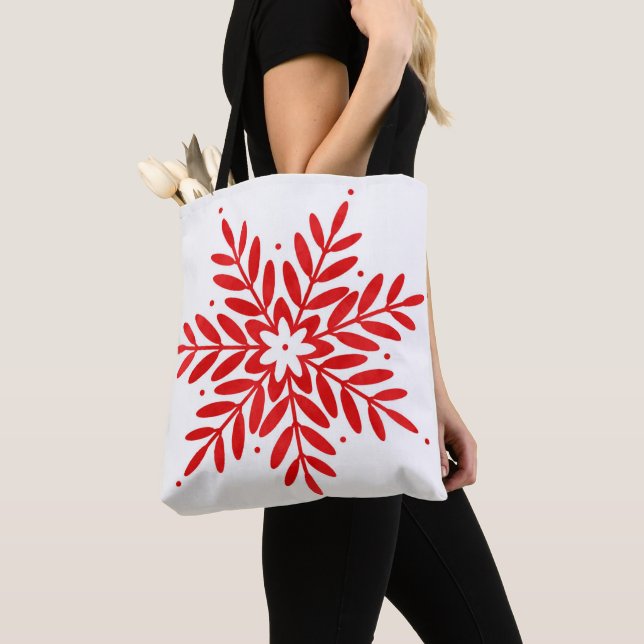 Bolso De Tela Copo de nieve de color rojo (Detalle)