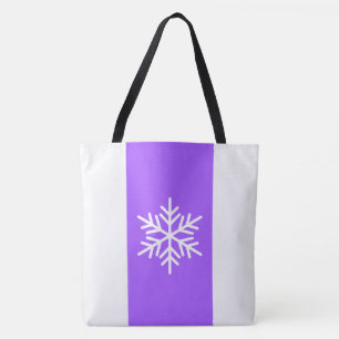 Bolso De Tela Copo de Nieve Divertido Brillante Morado Blanco Ra