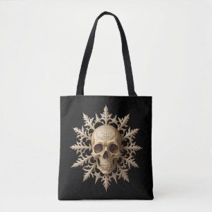 Bolso De Tela Copo de nieve gótico y cráneo