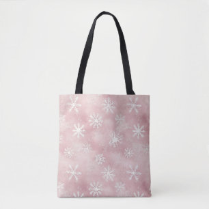 Bolso De Tela Copos de Navidad Blancos Rosados
