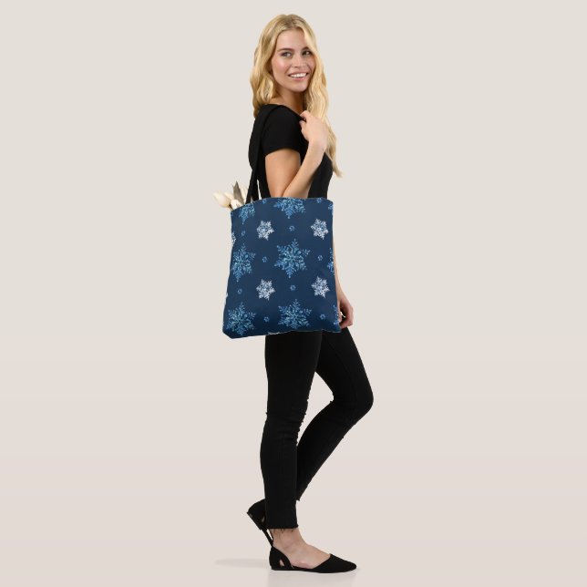 Bolso De Tela Copos de nieve azules y blancos (Puesto)