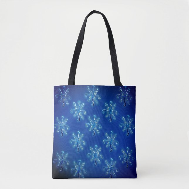 Bolso De Tela Copos de nieve de cristal azul (Anverso)