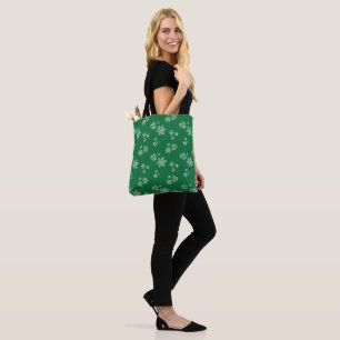 Bolso De Tela Copos de Nieve Hechos a Mano - Verde Brillante y B