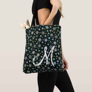 Bolso De Tela Copos de nieve negros en varias formas Monograma m