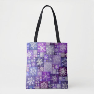 Bolso De Tela Copos de Nieve Tejidos Morado Parche Digital