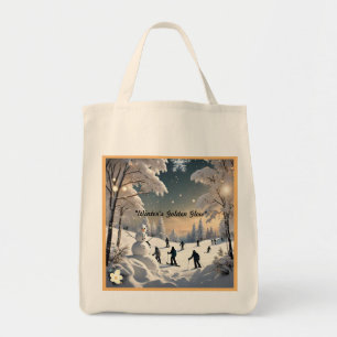 Bolso De Tela "Copos de nieve y sonrisas"