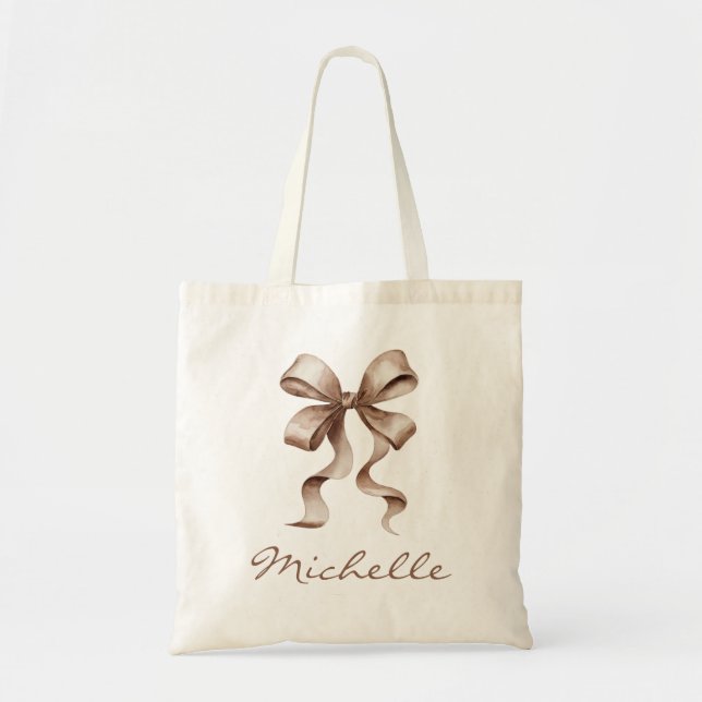 Bolso De Tela Coqueta acuarela lazo tendencia femenina femenina (Frente)