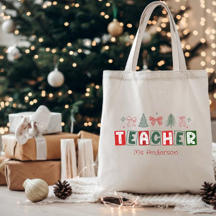 Bolso De Tela Coqueta Costumbre Festiva Navidad Profesora
