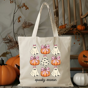 Bolso De Tela Coqueta De Bow Rosa Cuidada Fantasma Y Halloween D
